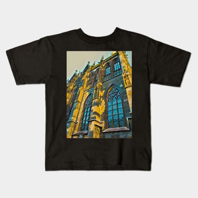 Gothic Church Kids T-Shirt by StewStudio